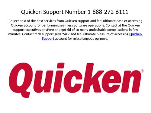 Quicken Customer Support 1-888-272-6111