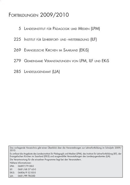 fortbildungsprogramm 2009/2010 - Bitte beachten Sie die neuen ...