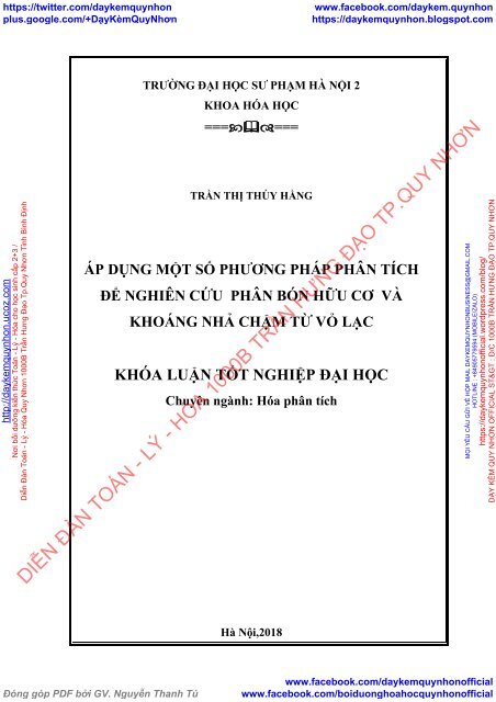 Áp dụng một số phương pháp phân tích để nghiên cứu phân bón hữu cơ và khoáng nhả chậm từ vỏ lạc (2018)