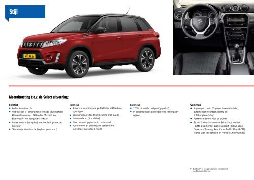 Suzuki Vitara specificatieprijslijst