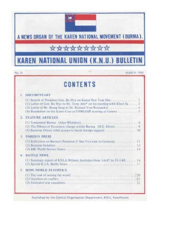 KNU Bulletin No 15, March 1988