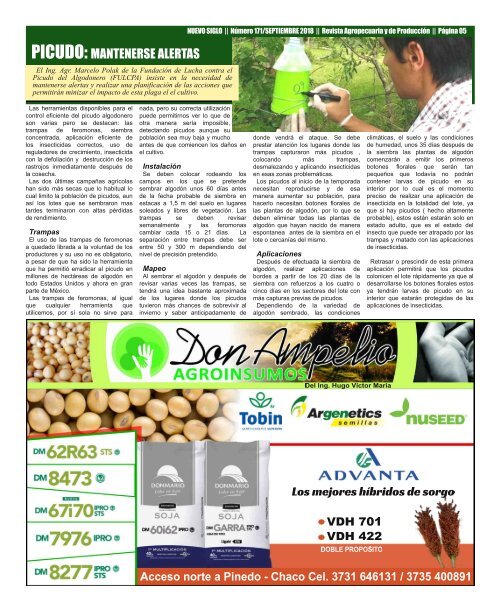 Revista Agropecuaria Nuevo Siglo Número 171 - SEPTIEMBRE 2018