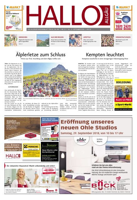 Hallo-Allgäu Kempten, Oberallgäu, Westallgäu vom Samstag, 22.September