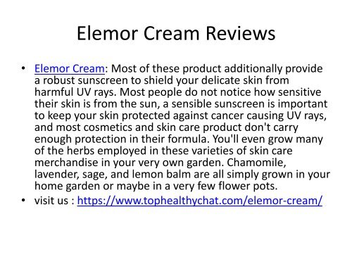 Elemor Cream : make your face better