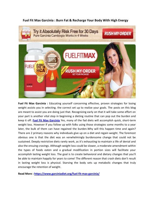 Fuel Fit Max Garcinia : Lose Belly Fat in Two Weeks Quickly and Naturally