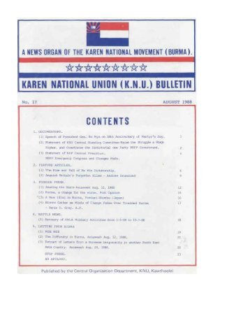 KNU Bulletin No 17, August 1988