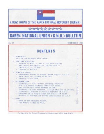 KNU Bulletin No 18, December 1988