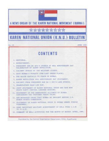 KNU Bulletin No 19, June 1989