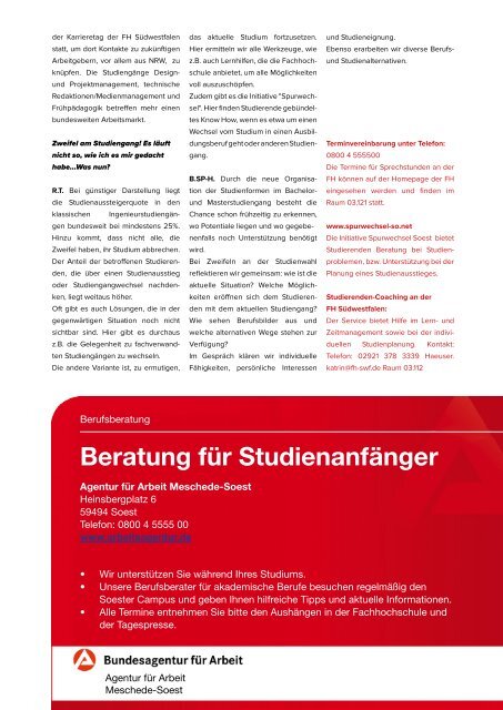 SOso Studieren und Leben in Soest 2018/19