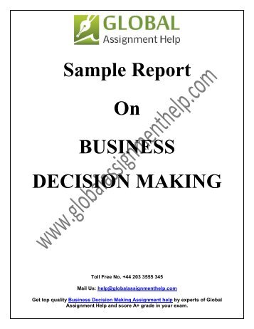 Sample Report On Business Decision Making by Expert Writers