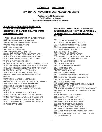 West Meon Catalogue