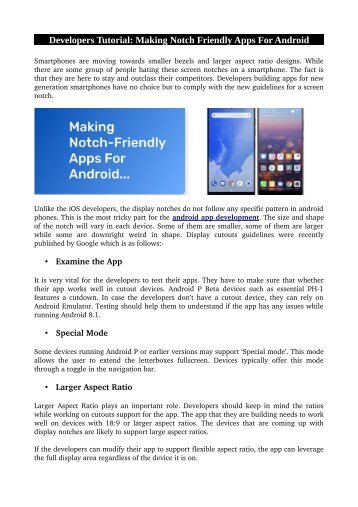 Developers Tutorial: Making Notch Friendly Apps For Android