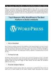 Top 5 Reasons: Why WordPress is The Best Platform to Build a Website