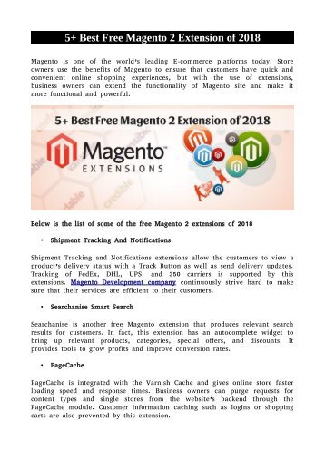 5+ Best Free Magento 2 Extension of 2018