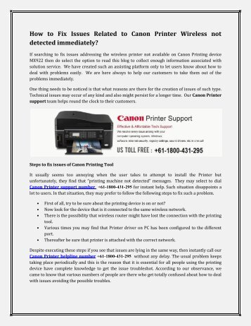 how to fix issue related to canon printer wireless not detected immidiately