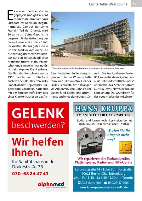 Lichterfelde West Journal Okt/Nov 2018