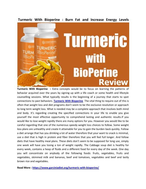 Turmeric With Bioperine : Easy Way To Lose Weight and Burn Fat