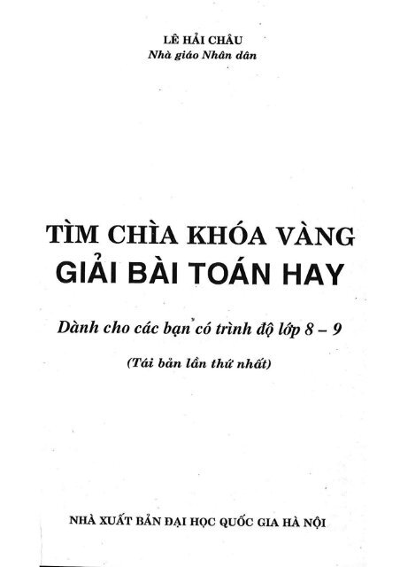 Tìm chìa khóa vàng giải các bài toán 8,9