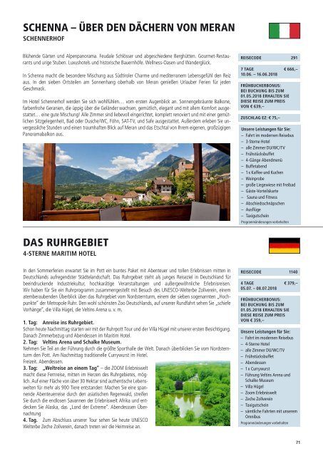 Travel magazine "Reisen 2018" for "Reisebüro Müller"