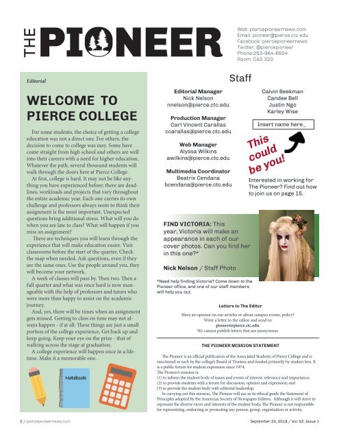 The Pioneer, Vol. 52 Issue 1