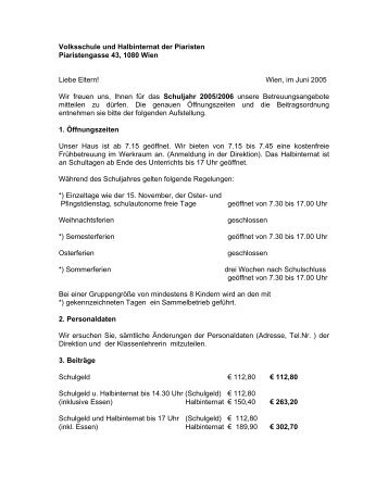 Volksschule und Halbinternat der Piaristen Piaristengasse 43, 1080 ...