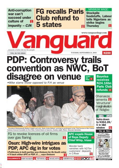 25092018 - PDP: Controversy trails convention as NWC, BoT disagree on venue
