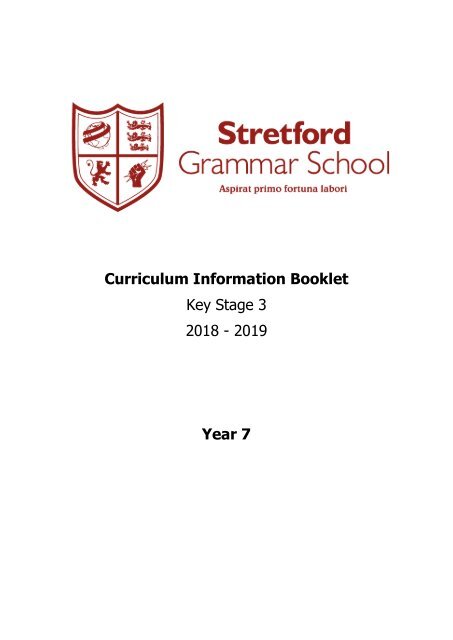 Year 7 Curriculum Information Booklet 2018 - 2019