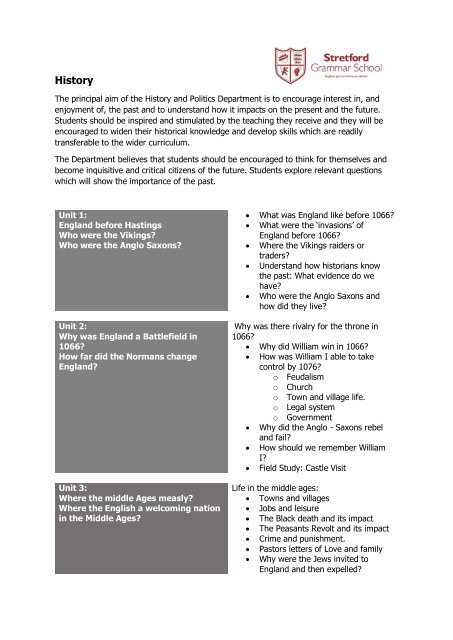 Year 7 Curriculum Information Booklet 2018 - 2019