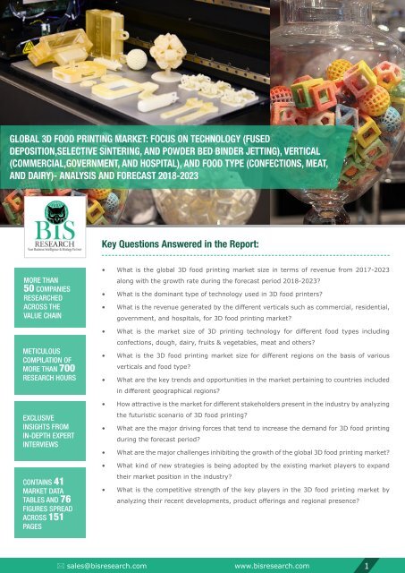 3D Food Printing Market Report (2018-2023)