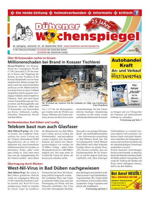 Dübener Wochenspiegel - Ausgabe 18 - Jahrgang 2018