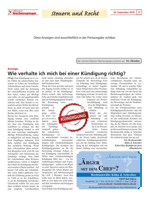 Dübener Wochenspiegel - Ausgabe 18 - Jahrgang 2018