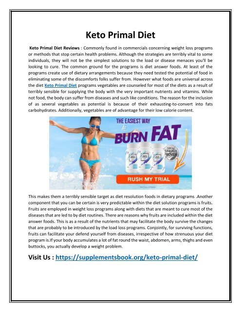 Keto Primal Diet - Burn The Belly Fat & Increase Your Energy Level 