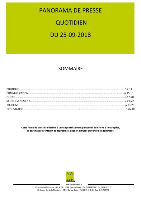 Panorama de presse quotidien du 25-09-2018