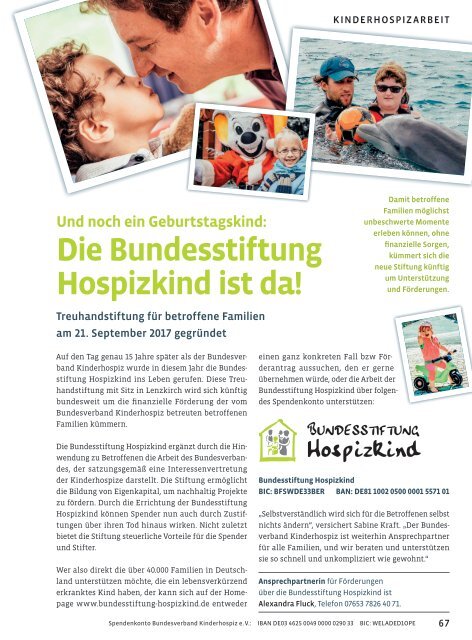 Magazin 365 Tage fürs Leben Bundesverband-kinderhospiz e.V. - No. 6