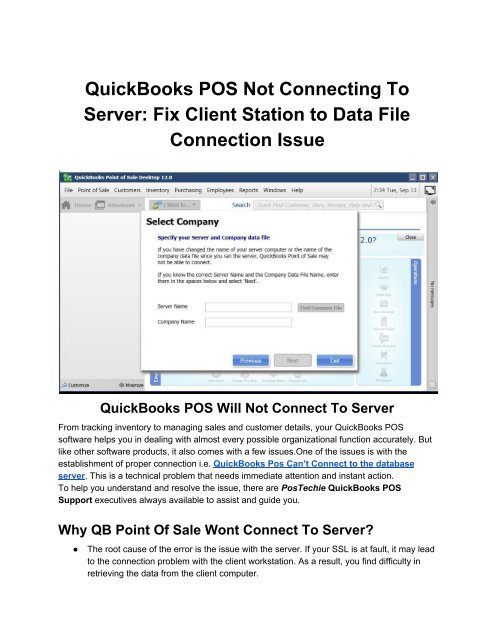 QuickBooks POS Not Connecting To Server_ PosTechie Help &amp; Support
