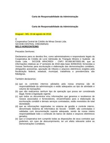 Carta de Responsabilidade da Administração crediminas