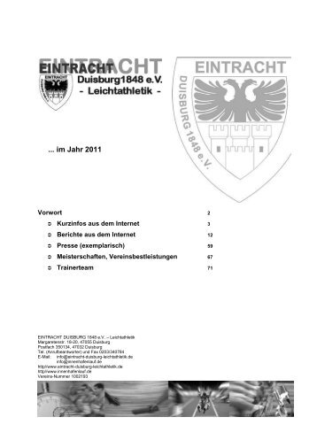 Jahresbericht der Leichtathletikabteilung 2011 - Eintracht Duisburg ...