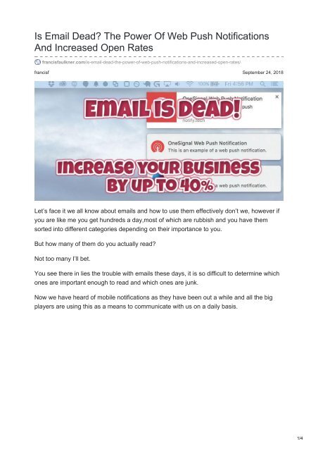Is Email Dead The Power Of Web Push Notifications And Increased Open Rates
