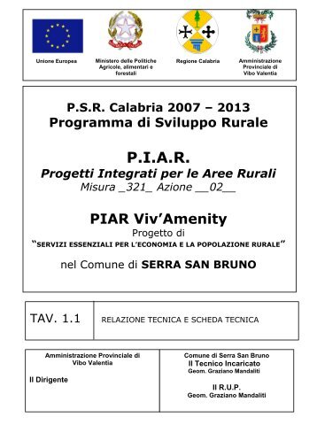 PSR Calabria 2007 – 2013 Programma di Sviluppo Rurale PIAR ...