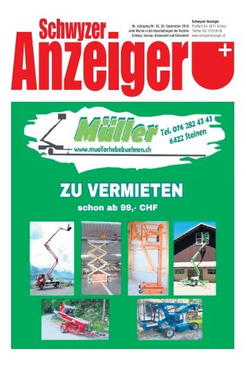 Schwyzer Anzeiger – Woche 39 – 28. September 2018