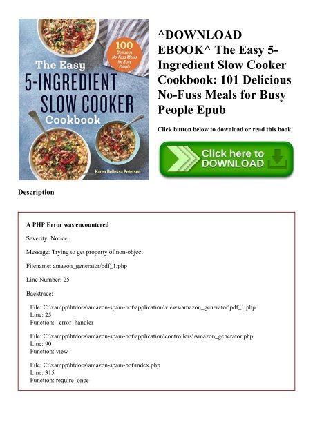 ^DOWNLOAD EBOOK^ The Easy 5-Ingredient Slow Cooker Cookbook 101 Delicious No-Fuss Meals for Busy People Epub