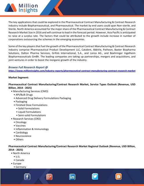 Pharmaceutical Contract Manufacturing &amp; Contract Research Market Status and Growth Opportunities Analysis till 2025