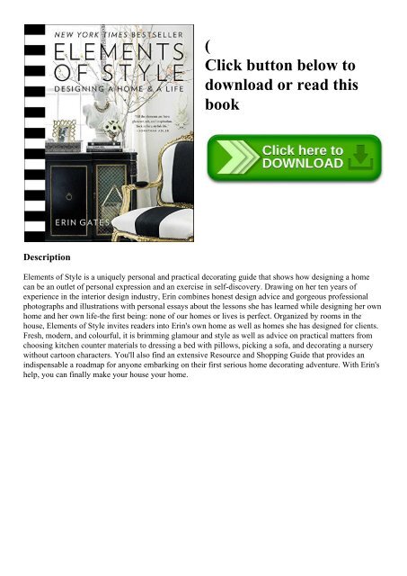 DOWNLOADPDF} Elements of Style Designing a Home and a Life. READ ONLINE
