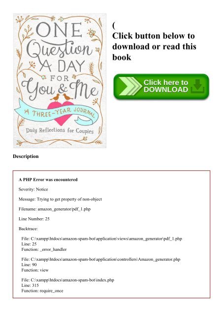 Downloadpdf One Question A Day For You Me Daily Reflections For Couples A Three