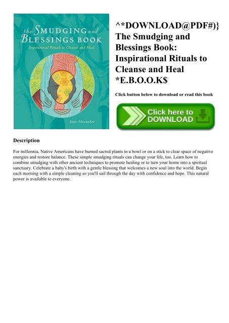 ^DOWNLOAD@PDF#)} The Smudging and Blessings Book Inspirational Rituals to Cleanse and Heal E.B.O.O.K$