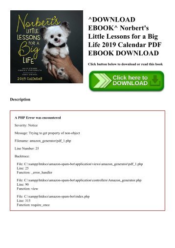 ^DOWNLOAD EBOOK^ Norbert's Little Lessons for a Big Life 2019 Calendar PDF EBOOK DOWNLOAD