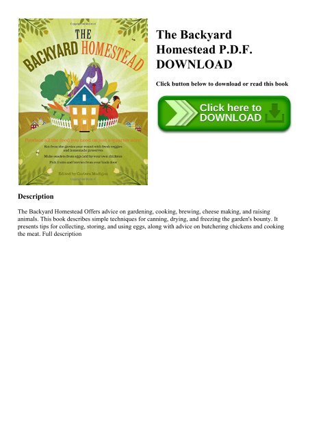 EBOOK The Backyard Homestead P.D.F. DOWNLOAD