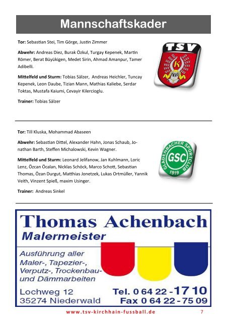 30.09.2018 Stadionzeitung - SC Gladenbach / FV Bracht