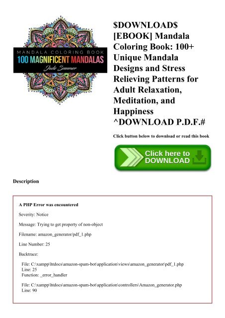 Download Download Ebook Mandala Coloring Book 100 Unique Mandala Designs And Stress Relieving Patterns For Adult
