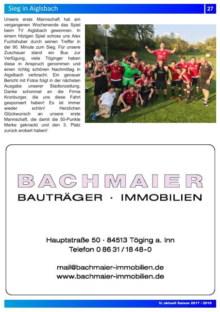 "fc aktuell" Saison 2017-18 Ausgabe 16